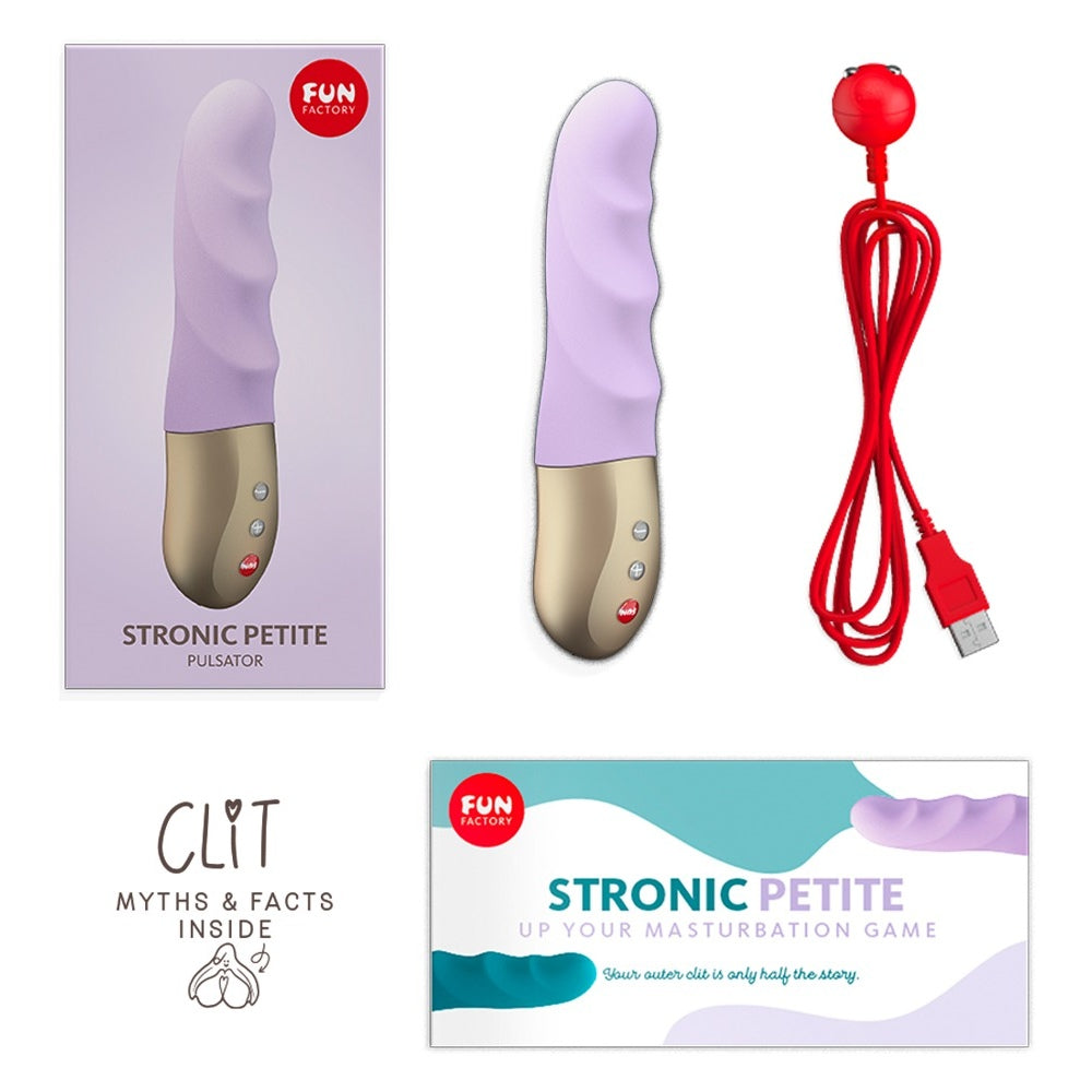Pulsator Mini FUN FACTORY Stronic Petite (Lila Pastel) - Jucarie Sexuala Mica si Puternica cu Functie de Impuls, Lovituri si Pulsatii Hands-Free - Silicon Medical Prietenos cu Pielea, Fabricat in Germania