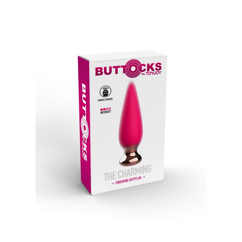 Dop Anal Vibrant ToyJoy Buttocks the Charming - Fucsia, 12 cm - 3 Viteze, 7 Functii Vibratii controlate prin Telecomanda Wireless - Reincarcabil, Rezistent la Apa IPX7