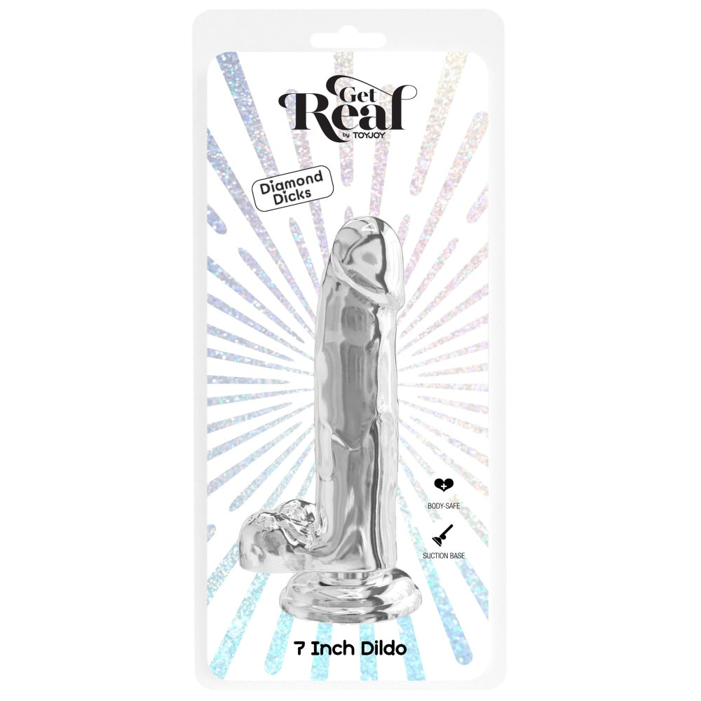 Dildo Realistic ToyJoy Get Real Transparent 18 cm - material TPE non-aderent si usor de curatat - baza cu ventuza puternica, perfect pentru momente intime si jocuri creative in cuplu