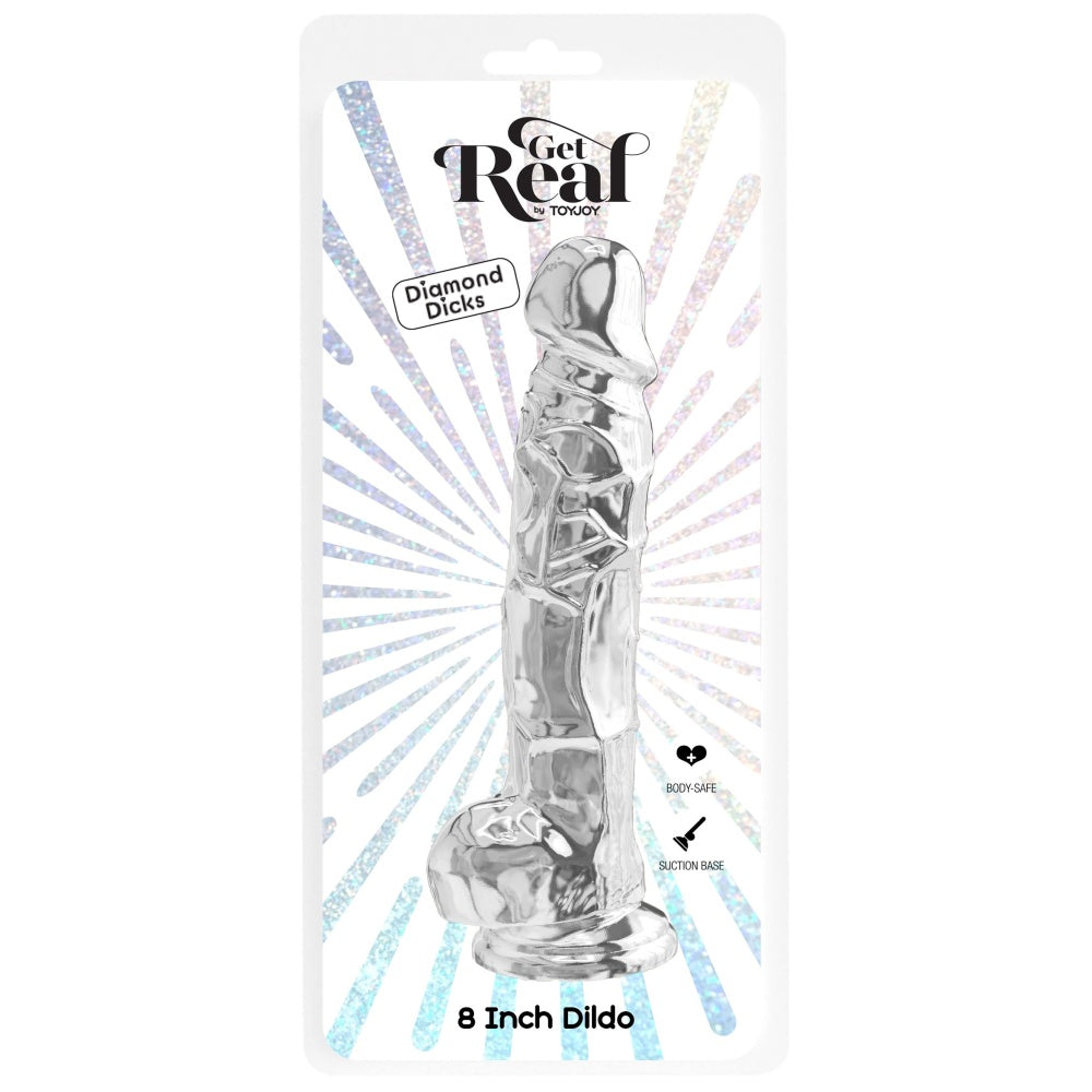 Dildo Realistic ToyJoy Get Real Transparent 22.5 cm - material TPE non-aderent si usor de curatat - baza cu ventuza puternica, perfect pentru momente intime si jocuri creative in cuplu
