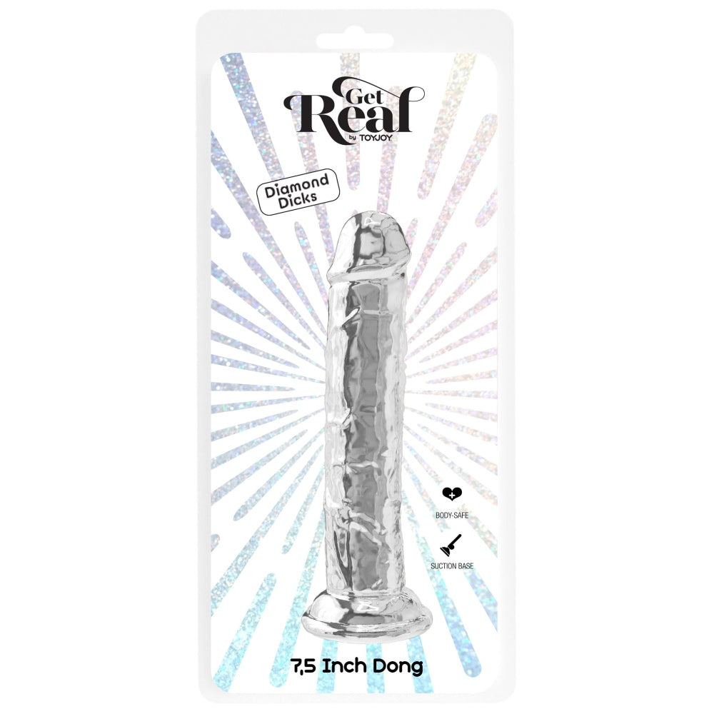 Dildo Realistic ToyJoy Get Real Transparent 19 cm - material TPE non-aderent si usor de curatat - baza cu ventuza puternica, perfect pentru momente intime si jocuri creative in cuplu