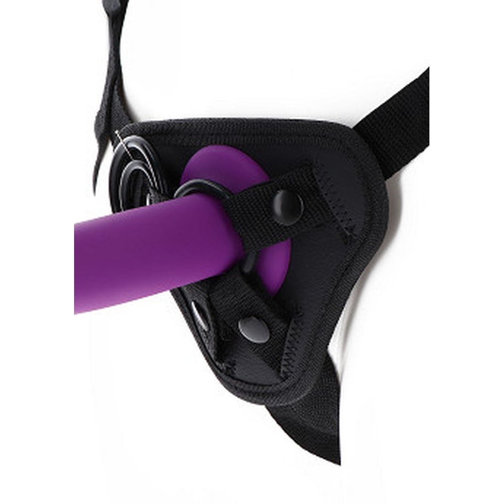 Curea Strap-On ToyJoy Get Real - ham de calitate premium, perna frontala captusita cu curele reglabile - Include 3 inele din silicon pentru compatibilitate versatila cu dildo-ul preferat