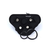 Curea Strap-On ToyJoy Get Real - ham de calitate premium, perna frontala captusita cu curele reglabile - Include 3 inele din silicon pentru compatibilitate versatila cu dildo-ul preferat
