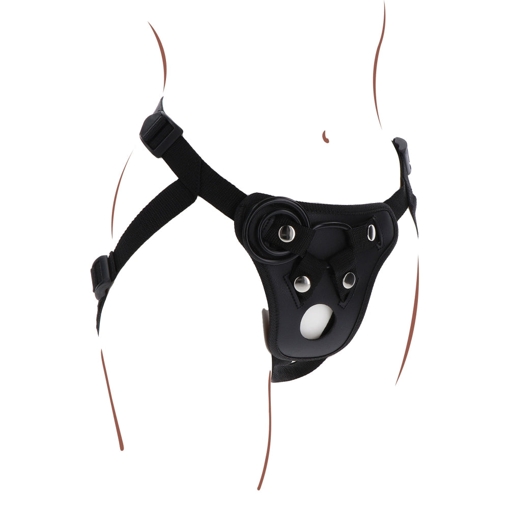 Curea Strap-On ToyJoy Get Real - ham de calitate premium, cu gaura compatibila cu penis sau dildo - Include 3 inele din silicon pentru compatibilitate versatila cu dildo-ul preferat