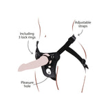 Curea Strap-On ToyJoy Get Real - ham de calitate premium, cu gaura compatibila cu penis sau dildo - Include 3 inele din silicon pentru compatibilitate versatila cu dildo-ul preferat