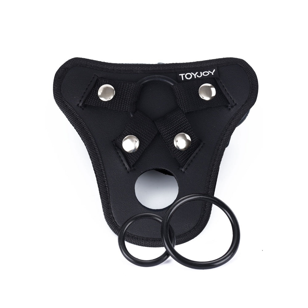 Curea Strap-On ToyJoy Get Real - ham de calitate premium, cu gaura compatibila cu penis sau dildo - Include 3 inele din silicon pentru compatibilitate versatila cu dildo-ul preferat