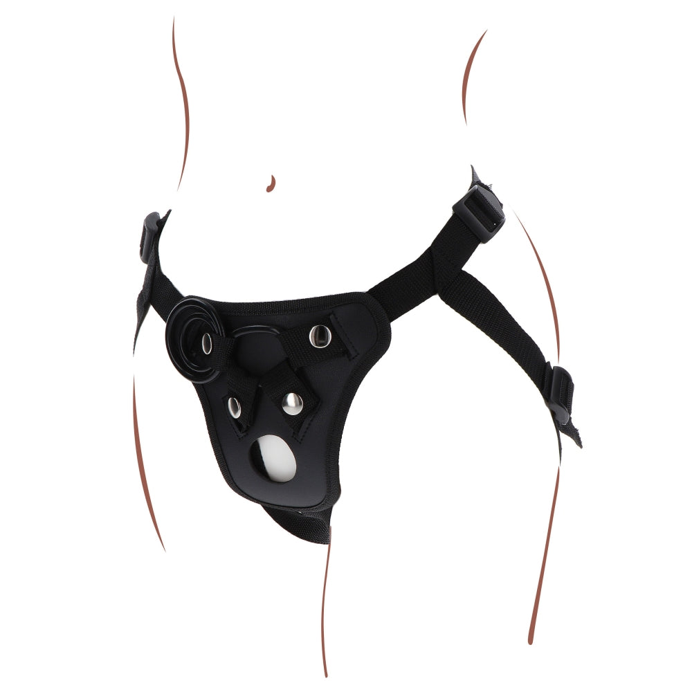 Curea Strap-On ToyJoy Get Real - ham de calitate premium, cu gaura compatibila cu penis sau dildo - Include 3 inele din silicon pentru compatibilitate versatila cu dildo-ul preferat