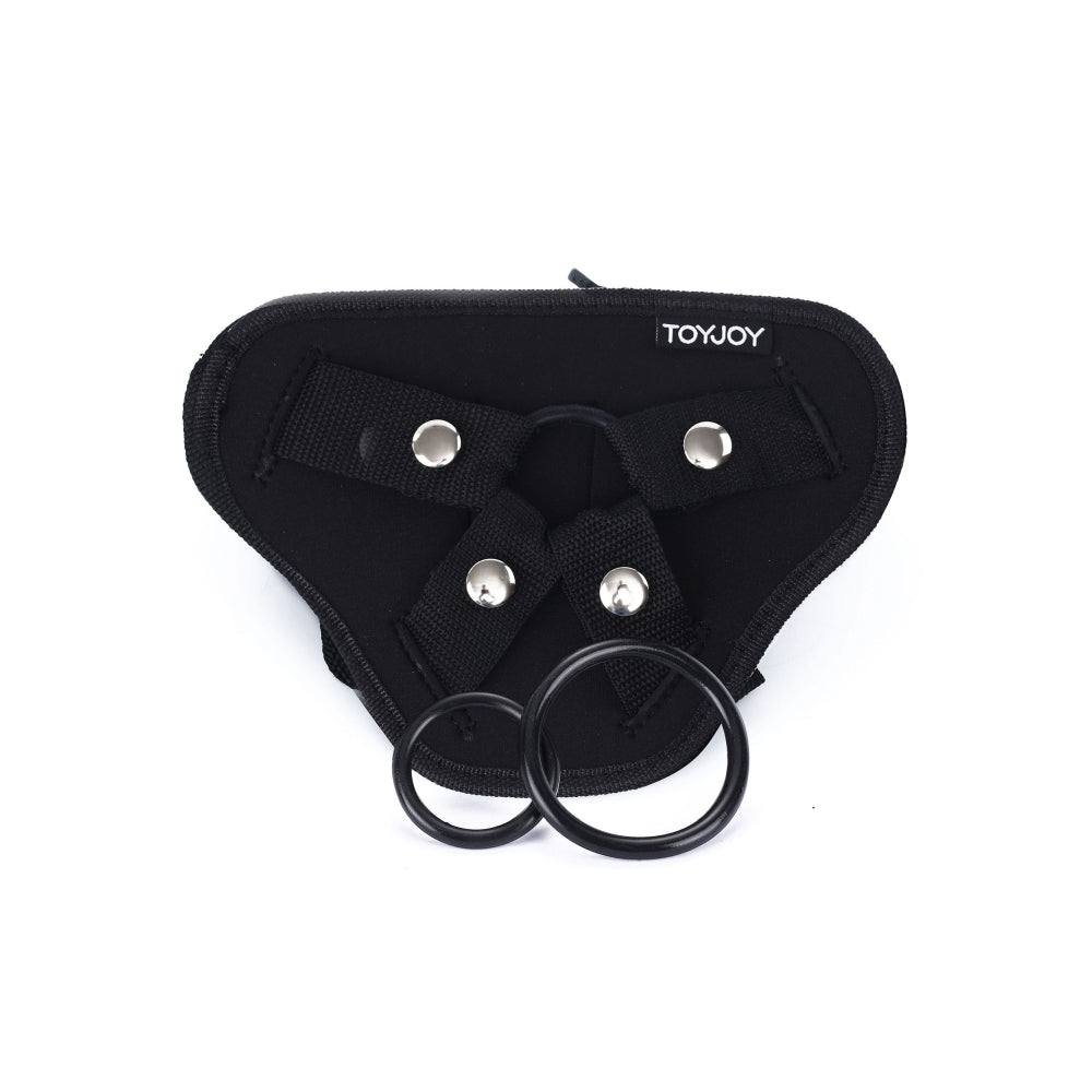 Curea Strap-on ToyJoy Get Real Full Cover Deluxe - captuseara frontala moale pentru confort - Include 3 inele pentru copatibilitate variata cu dildo-uri - Buzunar interior pentru bullet vibrator