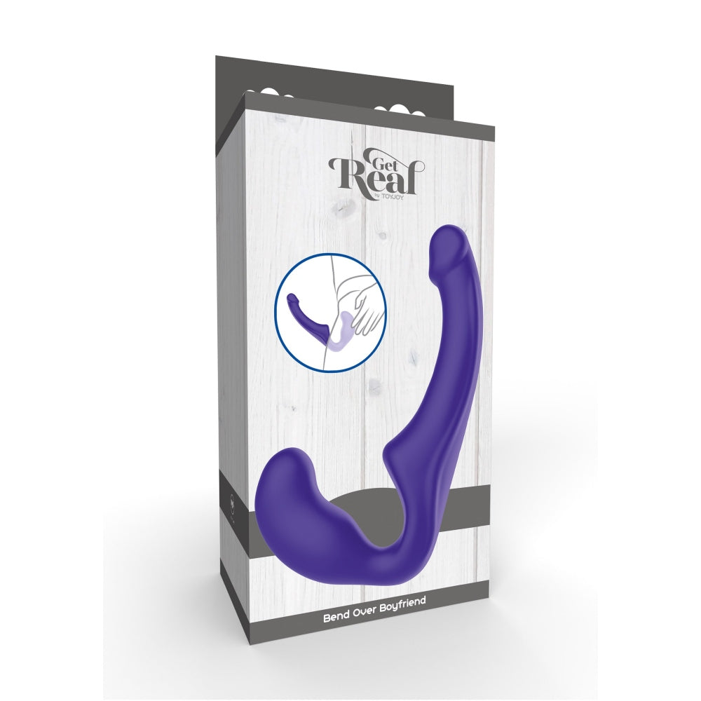 Strapless Strap-on ToyJoy Bend Over Boyfriend Silicon - Mov, 23 cm - Dildo strap-on versatil pentru placere in cuplu - Design flexibil pentru confort si stimulare intensa pentru ambii parteneri
