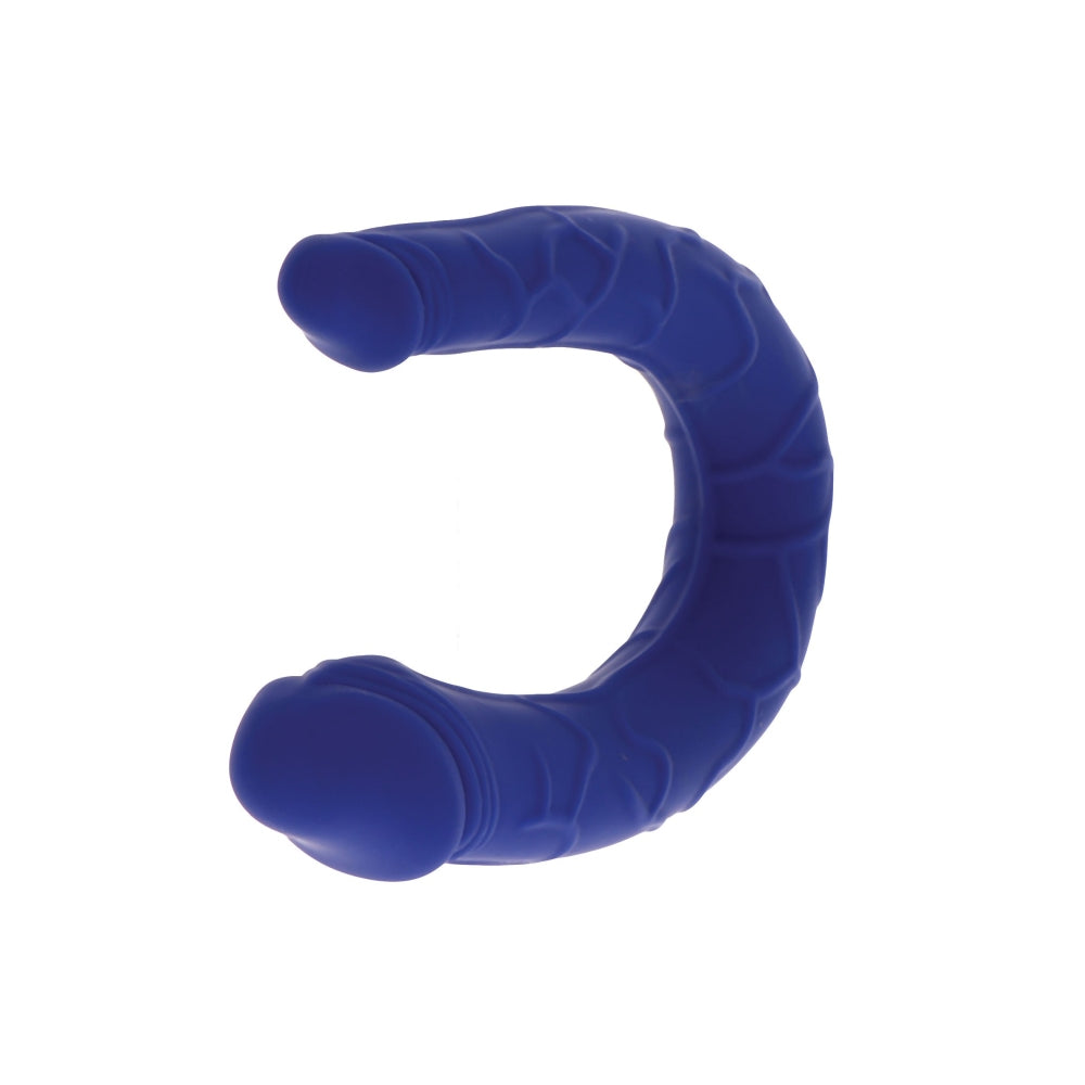 Dildo Dublu Mini Realist ToyJoy Get Real - Albastru, 30 cm - design realist in forma de U pentru dubla penetrare - dimensiuni compacte perfect pentru incepatori