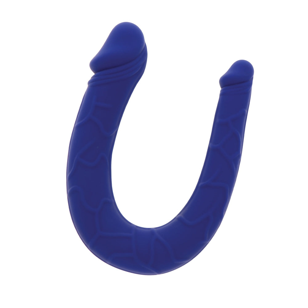 Dildo Dublu Mini Realist ToyJoy Get Real - Albastru, 30 cm - design realist in forma de U pentru dubla penetrare - dimensiuni compacte perfect pentru incepatori