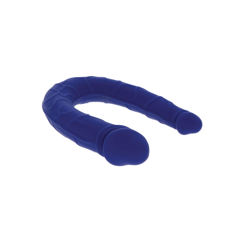 Dildo Dublu Mini Realist ToyJoy Get Real - Albastru, 30 cm - design realist in forma de U pentru dubla penetrare - dimensiuni compacte perfect pentru incepatori