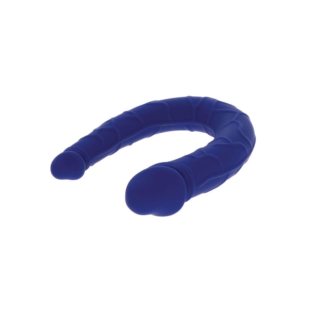 Dildo Dublu Mini Realist ToyJoy Get Real - Albastru, 30 cm - design realist in forma de U pentru dubla penetrare - dimensiuni compacte perfect pentru incepatori