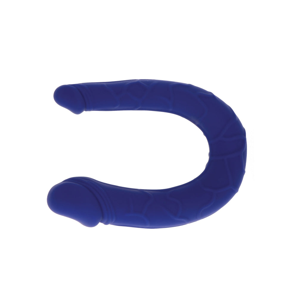 Dildo Dublu Mini Realist ToyJoy Get Real - Albastru, 30 cm - design realist in forma de U pentru dubla penetrare - dimensiuni compacte perfect pentru incepatori