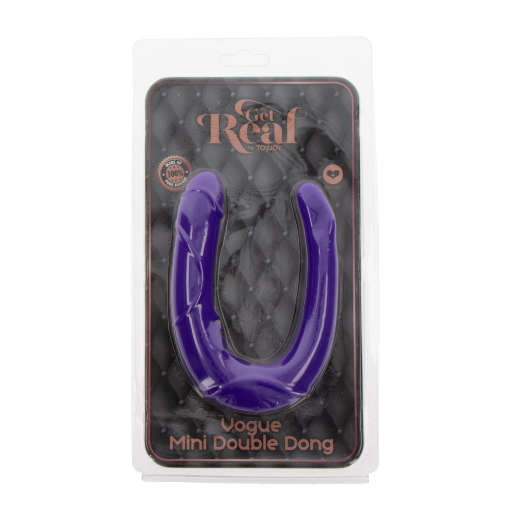 Dildo Dublu Mini ToyJoy Get Real Vogue - Mov, 30 cm - design in forma de U pentru dubla penetrare - dimensiuni compacte perfect pentru incepatori