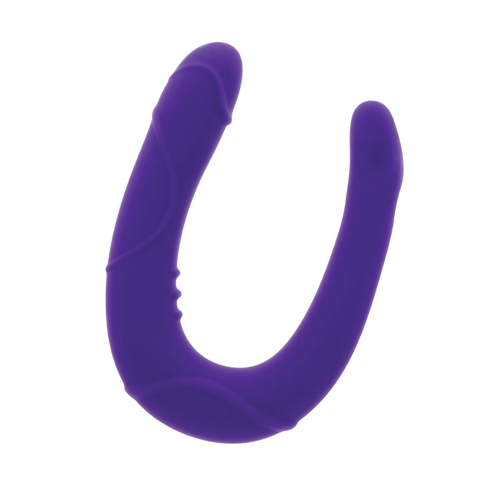 Dildo Dublu Mini ToyJoy Get Real Vogue - Mov, 30 cm - design in forma de U pentru dubla penetrare - dimensiuni compacte perfect pentru incepatori