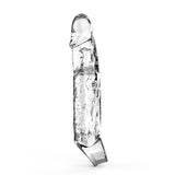 Prelungitor Penis ToyJoy Get Real Large - transparent, 19 cm - material moale si elastic din TPE - design usor de folosit pentru a crestea lungimea si grosimea