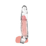 Prelungitor Penis ToyJoy Get Real Large - transparent, 19 cm - material moale si elastic din TPE - design usor de folosit pentru a crestea lungimea si grosimea