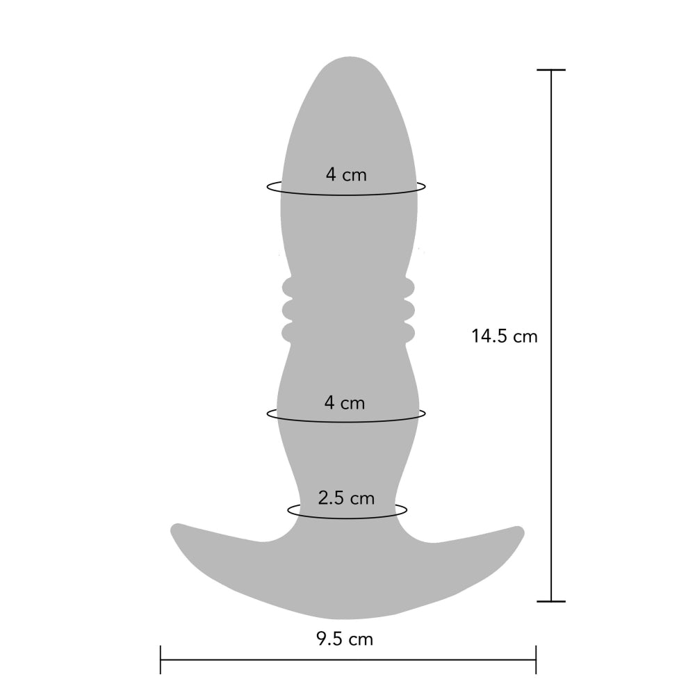 Dop Anal Thrusting ToyJoy Buttocks The Tough - 15.5 cm, Albastru - 7 Moduri Pulsatii, 3 Viteze Vibratii - Telecomanda Wireless pentru Jocuri in Cuplu