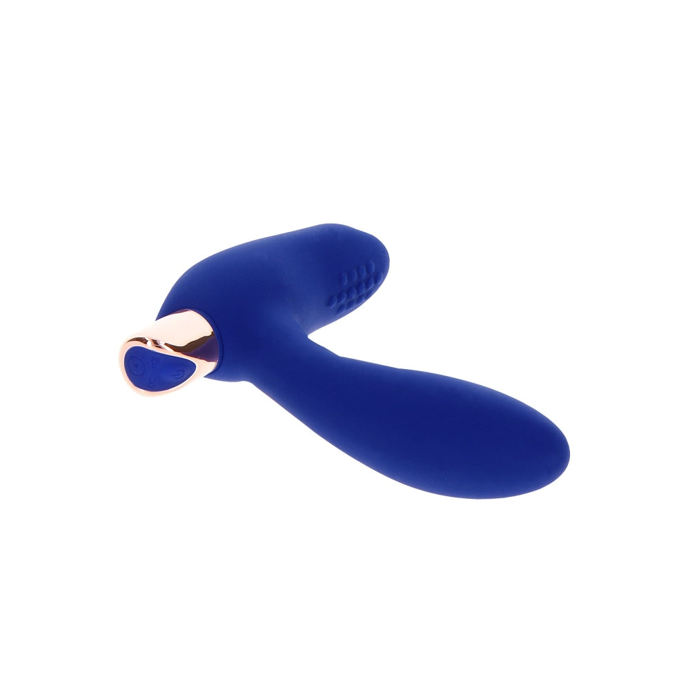 Dop Anal Vibrant ToyJoy Buttocks the Heroic - Albastru, 11.5 cm - Stimulare prostata si perineu - 10 Moduri Vibratii - Reincarcabil, rezistent la apa IPX7