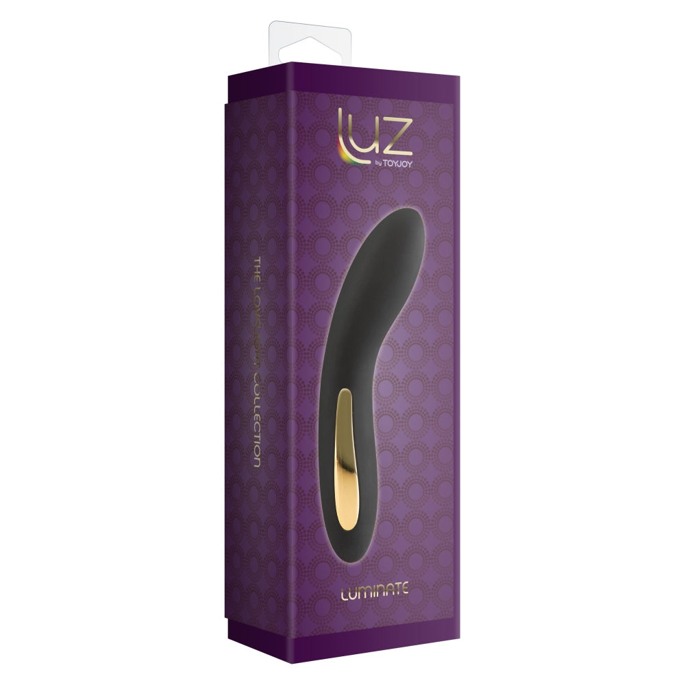 Vibrator Punctul G ToyJoy Luz - Negru, 17 cm - Varf curbat pentru stimulare precisa a punctului G, 7 Moduri Vibratii - Reincarcabil, Rezistent la Apa