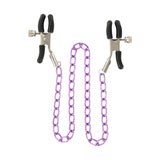 Clesti pentru Sfarcuri cu Lant ToyJoy Mov - Cleme cu cpace din silicon, lant mov din metal - ideal pentru jocuri senzuale in cuplu sau solo - design elegant cu lant pentru control sporit