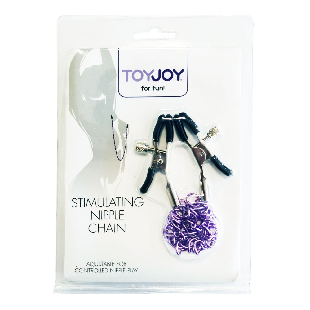 Clesti pentru Sfarcuri cu Lant ToyJoy Mov - Cleme cu cpace din silicon, lant mov din metal - ideal pentru jocuri senzuale in cuplu sau solo - design elegant cu lant pentru control sporit