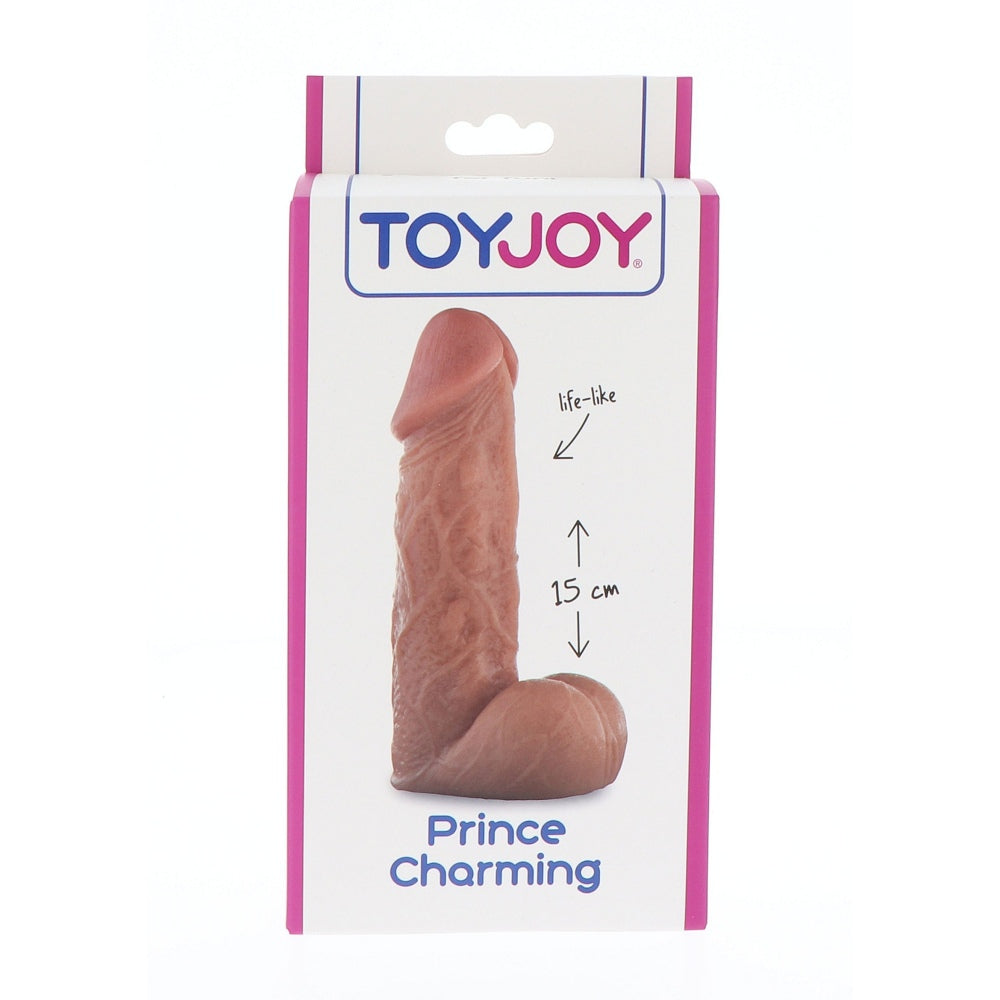 Dildo Realistic ToyJoy Prince Charming - Culoarea Pielii, 15 cm - Design detaliat cu testicule - baza cu ventuza puternica, compatibila cu curele strap-on