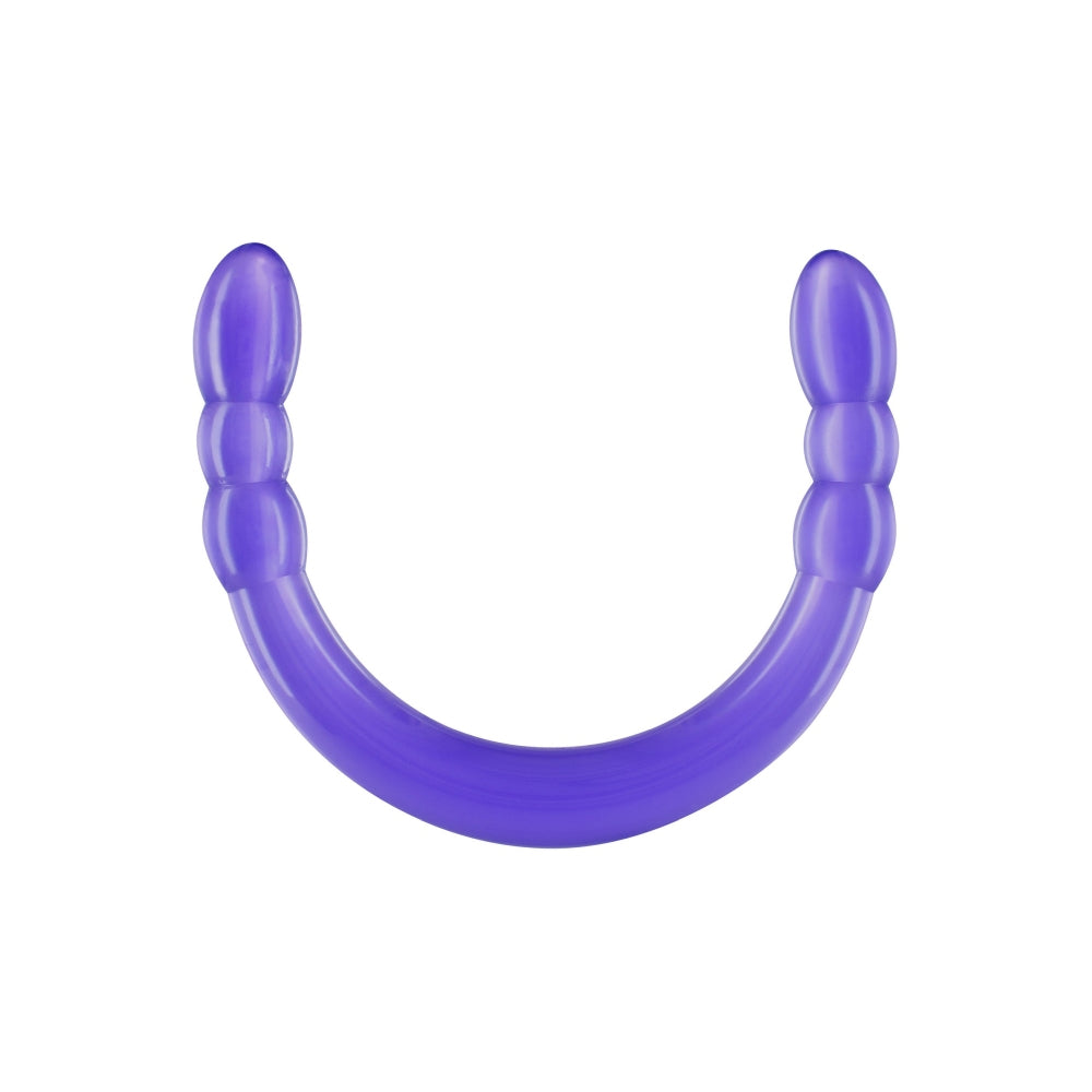 Dildo Dublu ToyJoy Double Digger - Lila, 45 cm - Capete texturate cu nervuri pentru stimulare intensa - Material PVC de inalta calitate