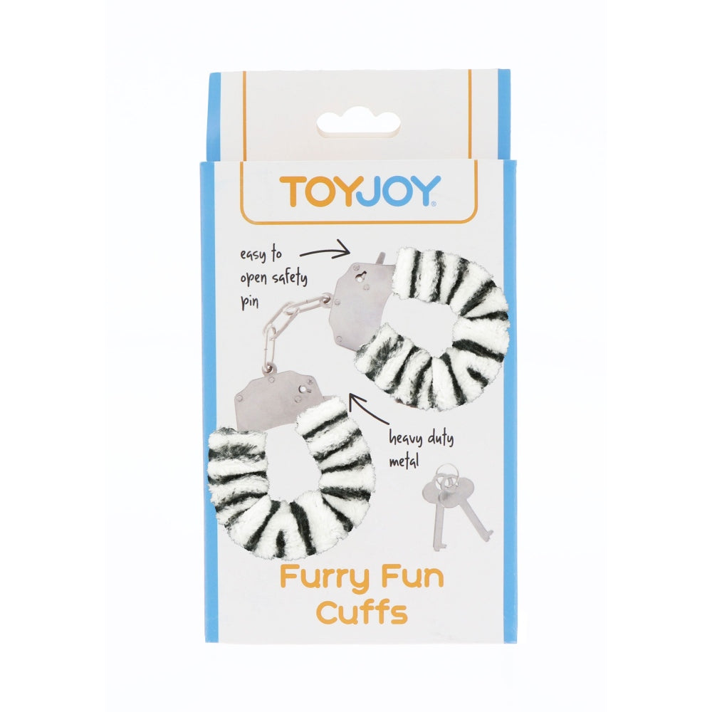 Catuse Pufoase ToyJoy din Metal - Zebra - ideale pentru cadouri amuzante sau jocuri bondage usoare in cuplu
