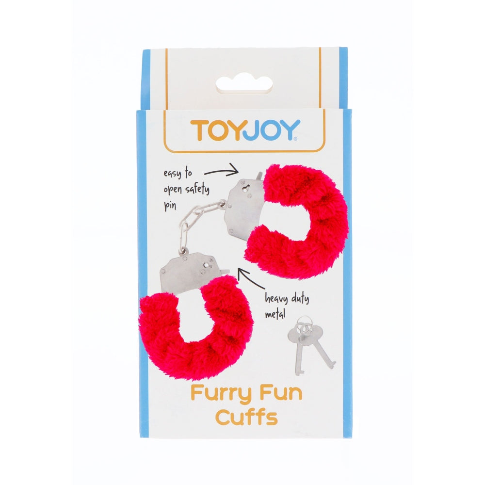 Catuse Pufoase ToyJoy din Metal - Rosu - ideale pentru cadouri amuzante sau jocuri bondage usoare in cuplu