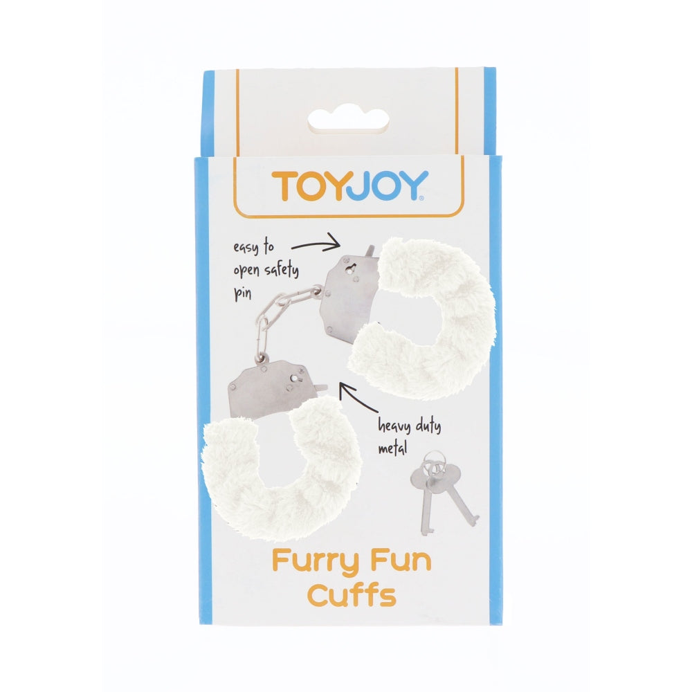 Catuse Pufoase ToyJoy din Metal - Alb - ideale pentru cadouri amuzante sau jocuri bondage usoare in cuplu