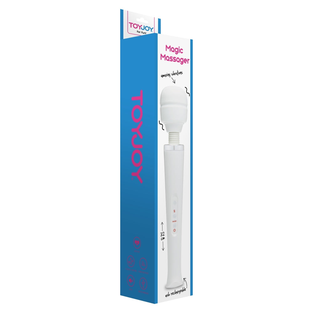 Vibrator Massage Wand ToyJoy Alb - 32 cm - fabricat din PVC fara ftalati, Incarcare USB - ideal pentru masaj intens sau stimulare intima