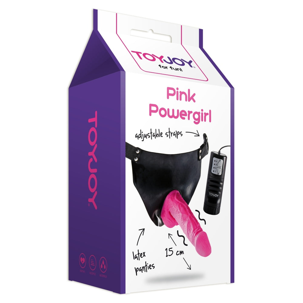 Curea Strap-on ToyJoy cu Vibrator - Roz, 15 cm - Vibratii puternice pentru stimulare intensa - Design ajustabil pentru o potrivire confortabila