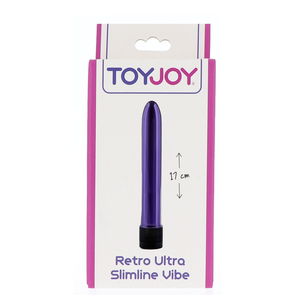 Vibrator Bullet ToyJoy Classics Retro Ultra Slim - 17 cm, Mov - fabricat din plastic ABS de calitate - design clasic, ultra-subtire si perfect pentru incepatori