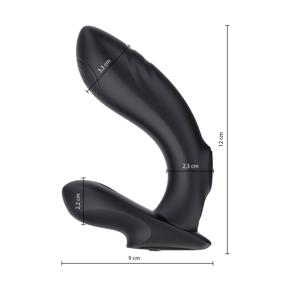 Stimulator Prostata ToyJoy Mustang - Negru, 12.5 cm - Stimularea duala cu doua motoare pentru prostata si perineu - 5 Functii Pulsatii - control prin telecomanda wireless - Reincarcabil, Rezistent la Apa IPX6 - ideal pentru jocuri solo sau in cuplu