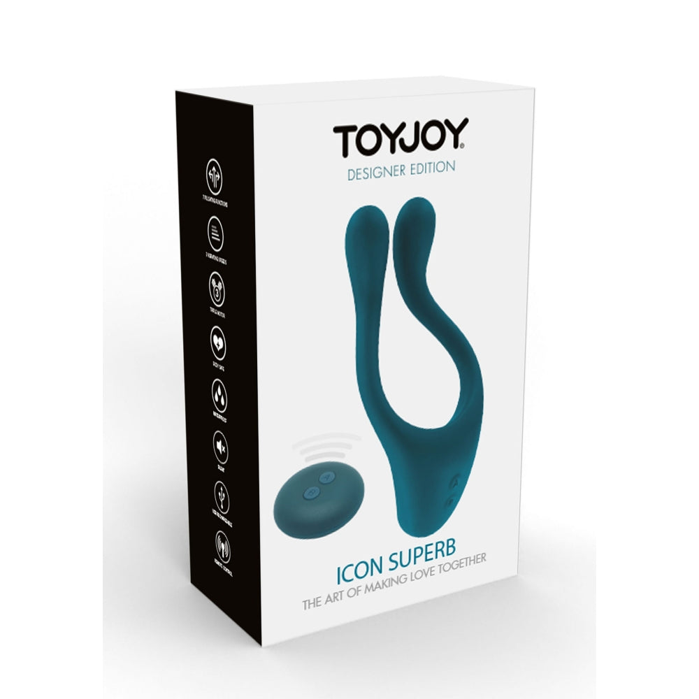 Vibrator Pentru Cupluri Multifunctional ToyJoy - Verde, 13.5 cm - Include telecomanda wireless - 10 Functii Vibratii - Reincarcabil, Rezistent la Apa
