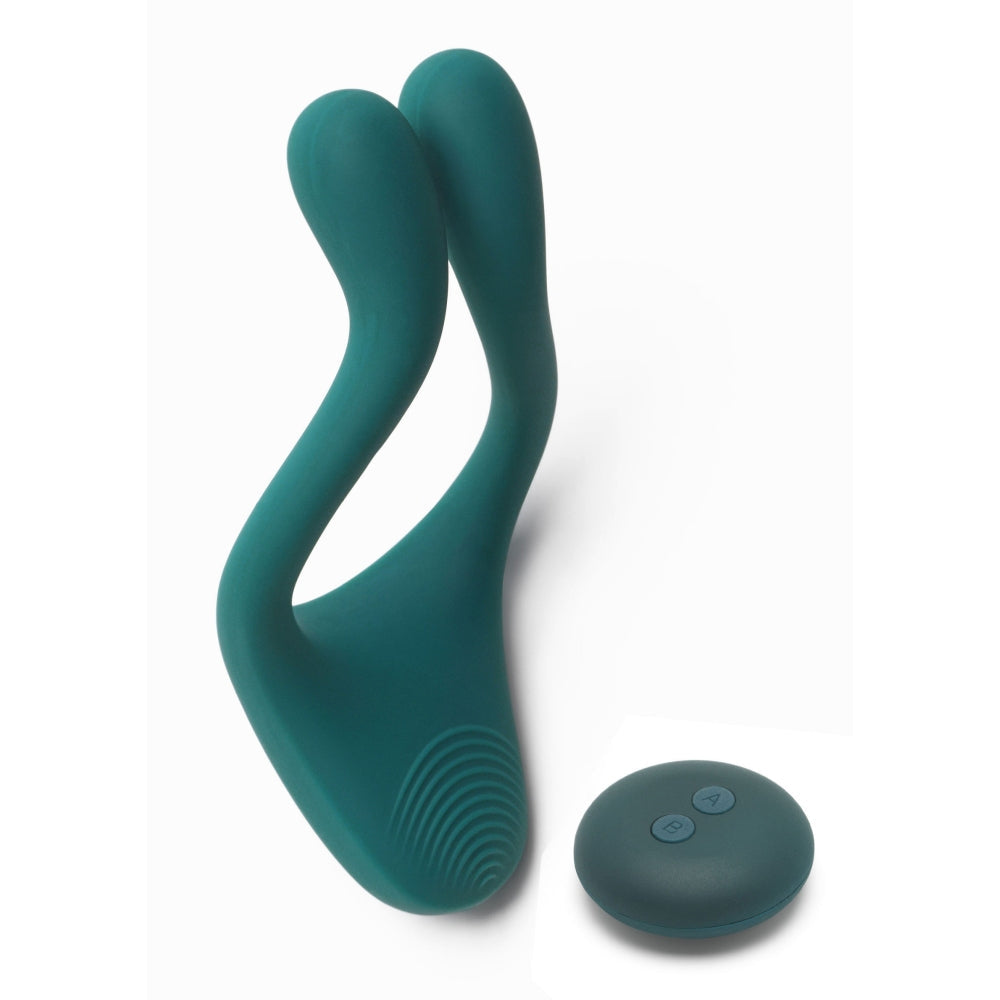 Vibrator Pentru Cupluri Multifunctional ToyJoy - Verde, 13.5 cm - Include telecomanda wireless - 10 Functii Vibratii - Reincarcabil, Rezistent la Apa