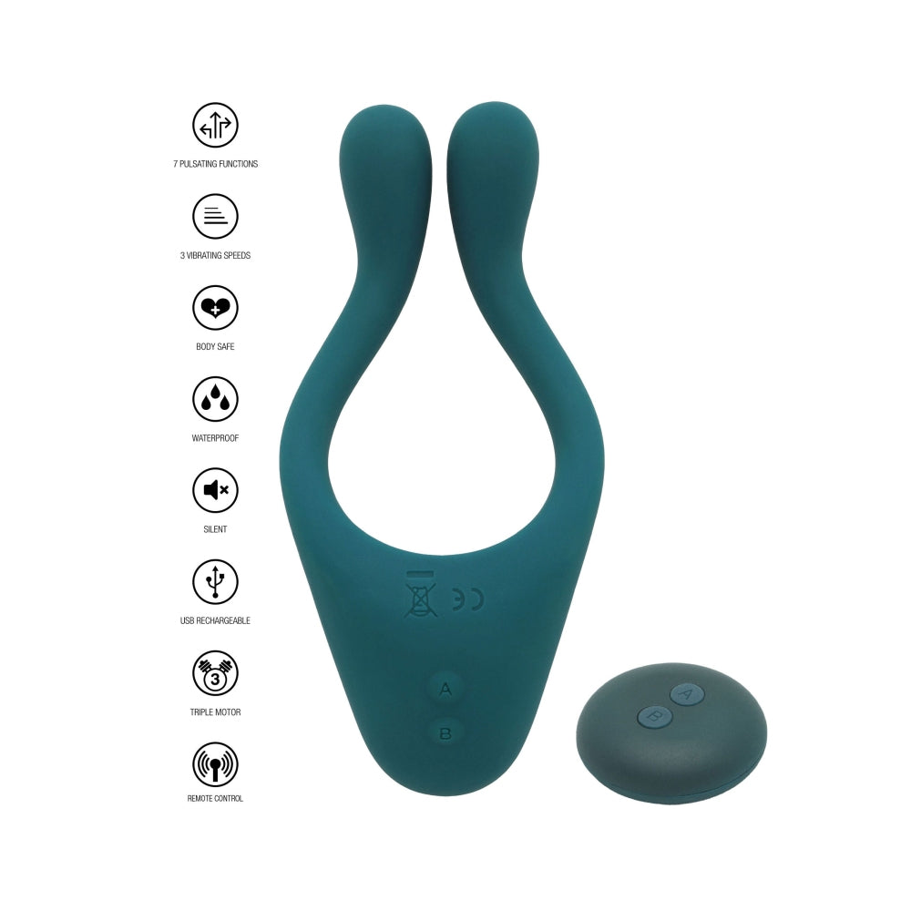 Vibrator Pentru Cupluri Multifunctional ToyJoy - Verde, 13.5 cm - Include telecomanda wireless - 10 Functii Vibratii - Reincarcabil, Rezistent la Apa