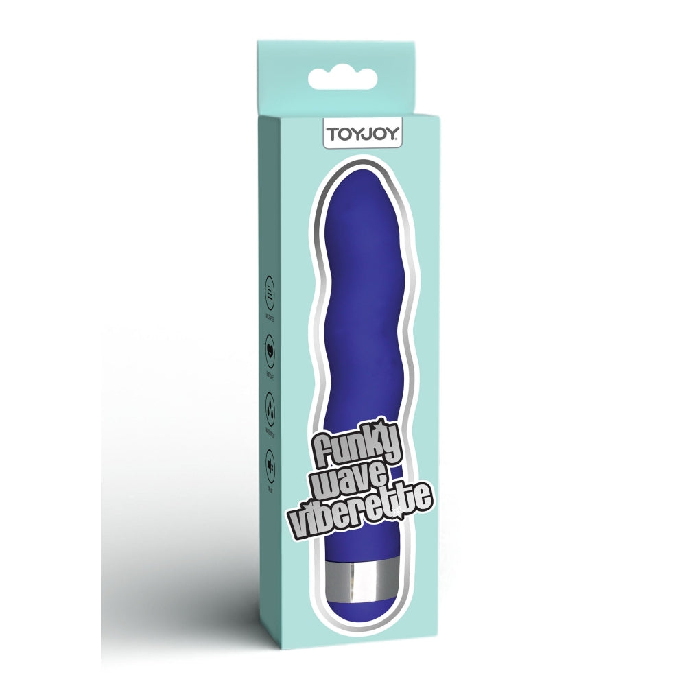 Vibrator ToyJoy Funky Wave - Mov, 18 cm - sistem de operare cu twist-cap, vibratii silentioase - design ondulat in valuri cu culori vibrante