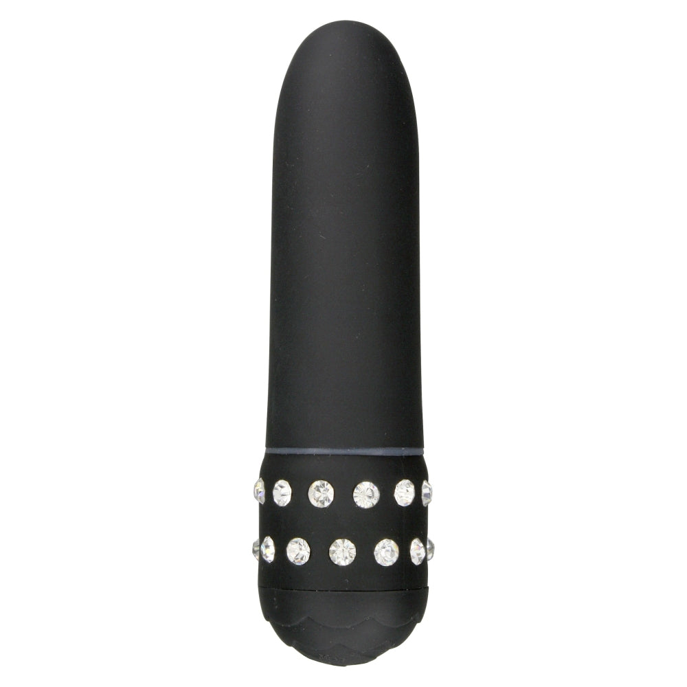 Vibrator Clasic Mic ToyJoy Diamond Petit Vibe - Negru, 11 cm - operare simply cu sistem twist-cap - detalii decorative cu strasuri, rezistent la apa - dimensiuni compacte si confortabile