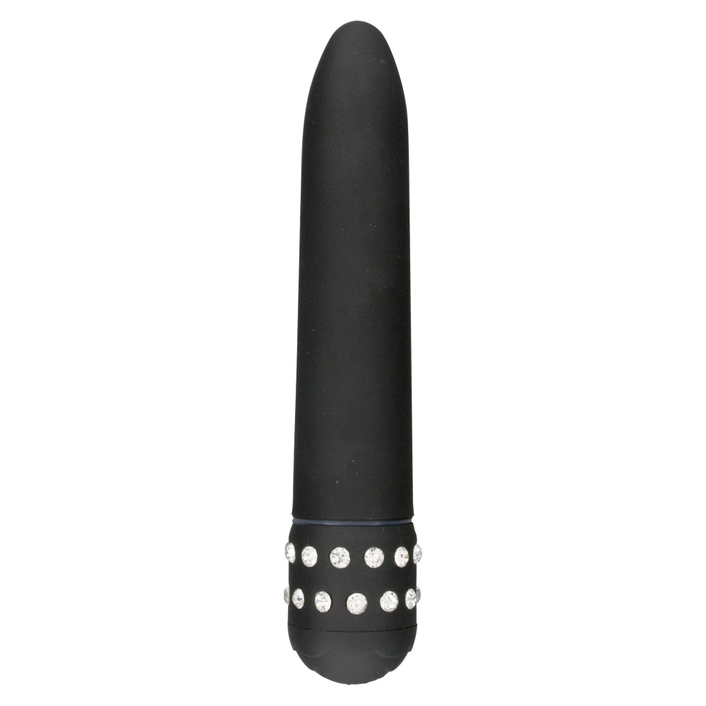 Vibrator Clasic ToyJoy Diamond Superb Vibe - Negru, 15.5 cm - operare simply cu sistem twist-cap - detalii decorative cu strasuri - dimensiuni compacte si confortabile