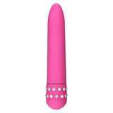 Vibrator Clasic ToyJoy Diamond Superb Vibe - Roz, 15.5 cm - operare simply cu sistem twist-cap - detalii decorative cu strasuri - dimensiuni compacte si confortabile