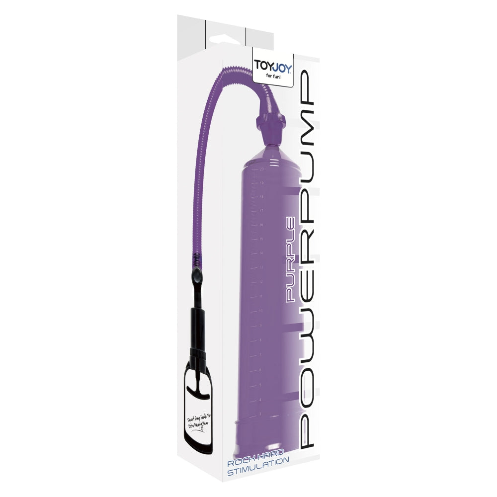 Pompa Pentru Penis ToyJoy Manpower - 23 cm, Mov - gradat in centimetri pentru a monitoriza progresul - maner ergonomic cu valva de eliberare rapida