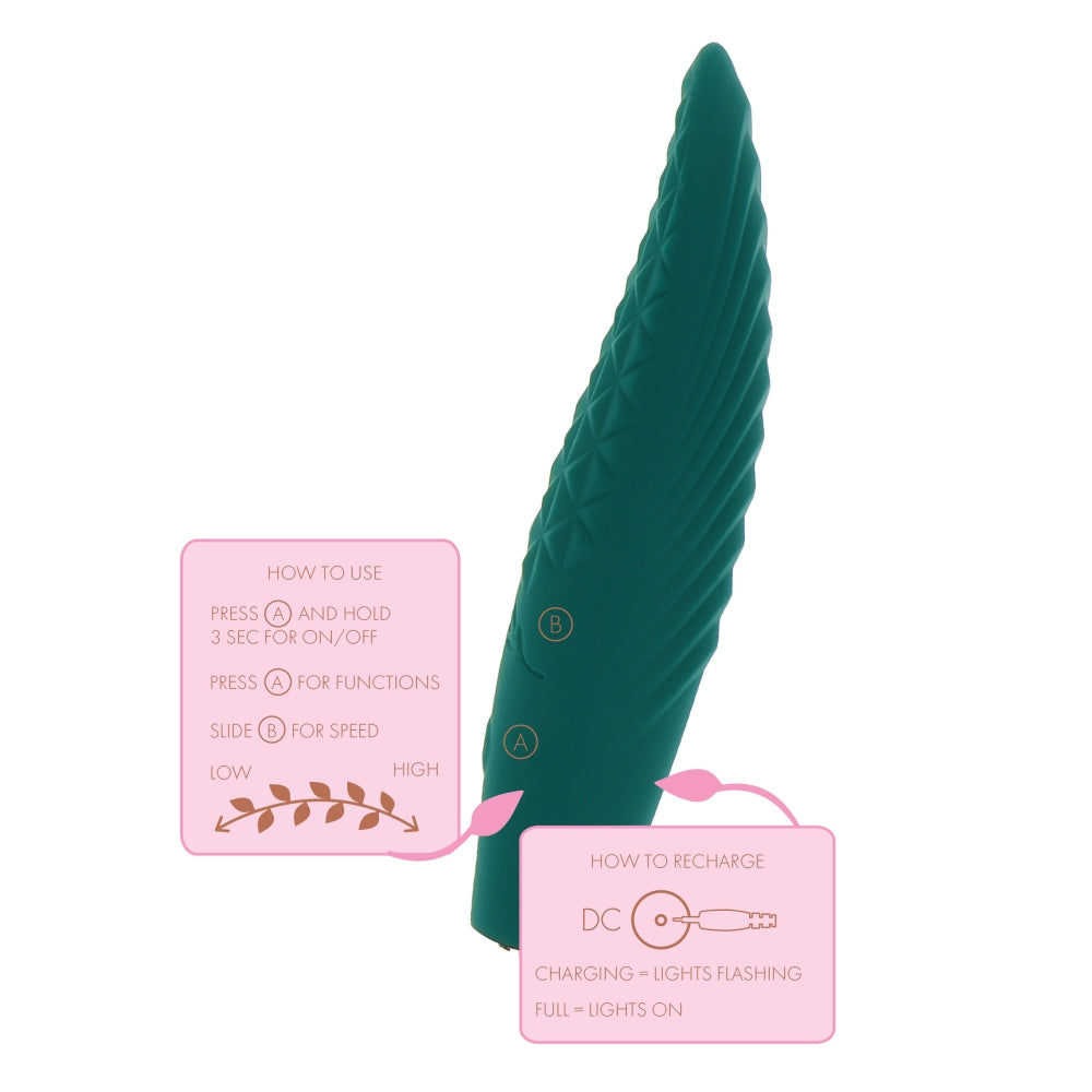 Vibrator SMART Multifunctional Texturat Alyssa, Verde, 3 Moduri Vibratii, 5 Moduri Viteze, 14 cm
