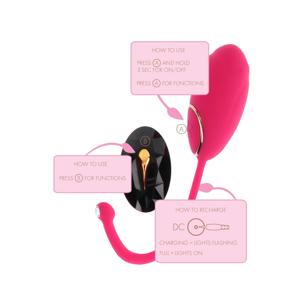 Vibrator Ou Lily Remote Egg Roz - 3 Moduri Vibratii, 4 Moduri Viteza - Telecomanda Wireless - Reincarcabil si rezistent la stropire