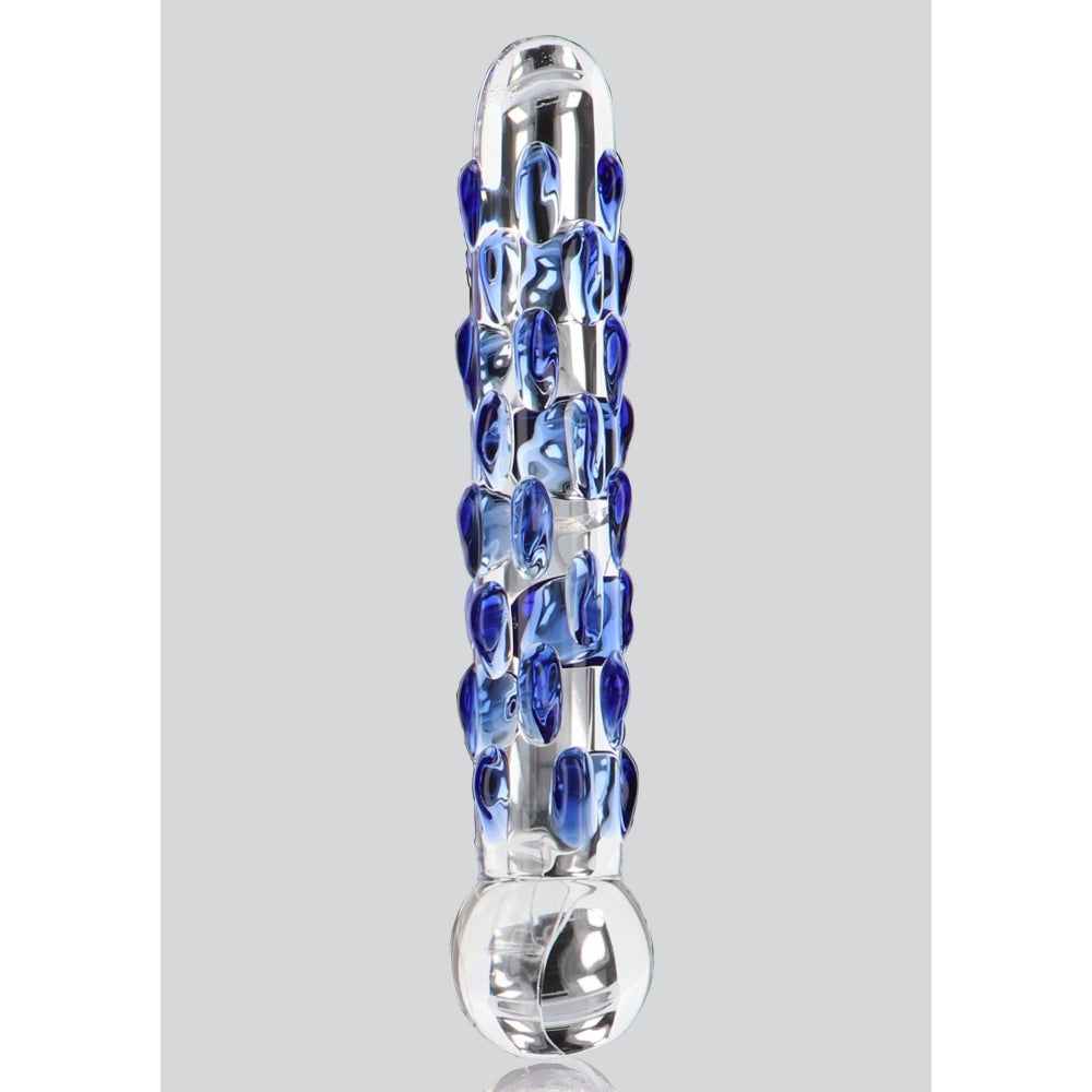 Dildo din Sticla ToyJoy Glass Worxx Diamond Dazzler - Stimulare Intensa cu Textura si Noduri Albastre, 18 cm