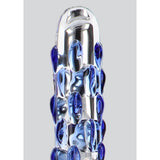 Dildo din Sticla ToyJoy Glass Worxx Diamond Dazzler - Stimulare Intensa cu Textura si Noduri Albastre, 18 cm