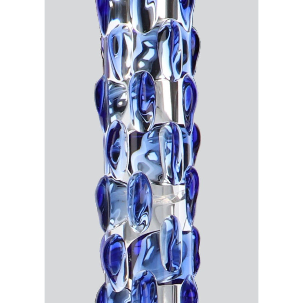 Dildo din Sticla ToyJoy Glass Worxx Diamond Dazzler - Stimulare Intensa cu Textura si Noduri Albastre, 18 cm