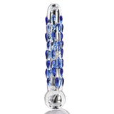 Dildo din Sticla ToyJoy Glass Worxx Diamond Dazzler - Stimulare Intensa cu Textura si Noduri Albastre, 18 cm
